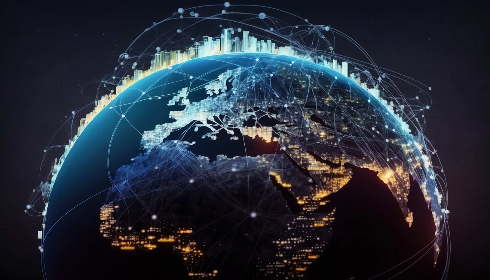 Azure Summit Technology | graphical representation of the earth showing cyber connections