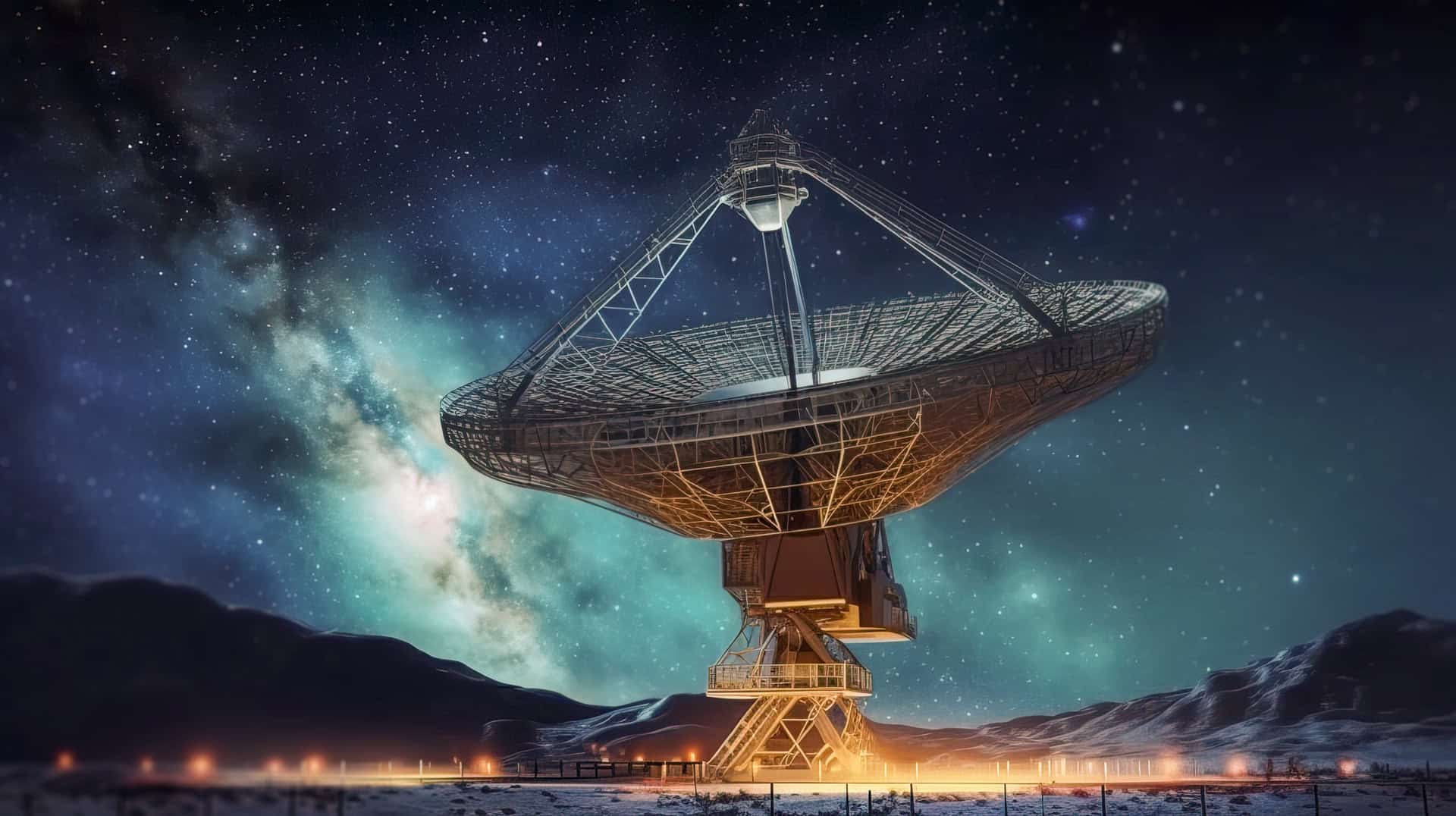 Azure Summit Technology | big telescope, a large satellite dish against the night sky trac